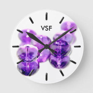 Purple Beads personalised initials wall clock