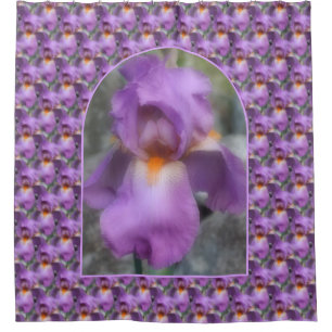 Purple Bearded Iris Flower Nature Pattern Shower Curtain