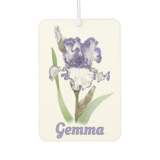 Purple Bearded Iris Flower Personalised  Car Air Freshener