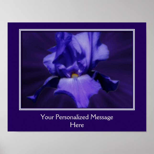 Purple Bearded Iris Flower Personalised Poster (Front)