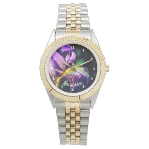 Purple Bearded Iris Flower Petal Personalised  Watch