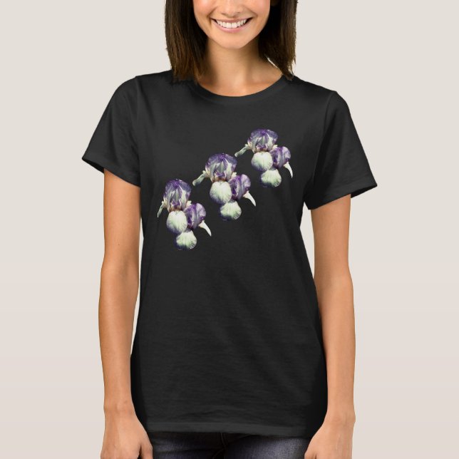 Purple Bearded Iris Flowers T-Shirt (Front)