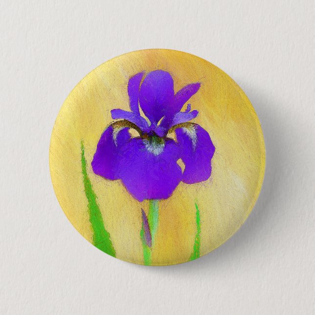 Purple Bearded Iris Painting - Cute Original Dog A 6 Cm Round Badge (Front)