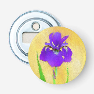 Purple Bearded Iris Painting - Cute Original Dog A Bottle Opener