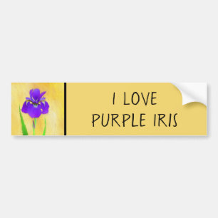 Purple Bearded Iris Painting - Cute Original Dog A Bumper Sticker