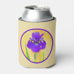 Purple Bearded Iris Painting - Cute Original Dog A Can Cooler