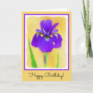 Purple Bearded Iris Painting - Cute Original Dog A Card