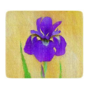 Purple Bearded Iris Painting - Cute Original Dog A Cutting Board