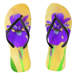 Purple Bearded Iris Painting - Cute Original Dog A Jandals