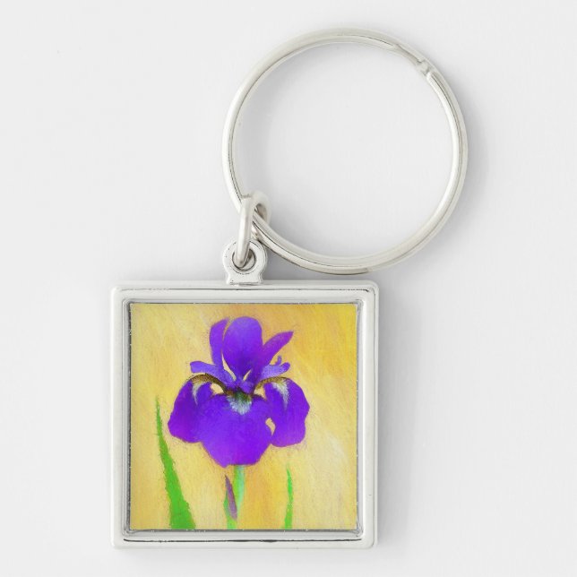 Purple Bearded Iris Painting - Cute Original Dog A Key Ring (Front)