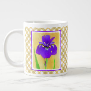 Purple Bearded Iris Painting - Cute Original Dog A Large Coffee Mug