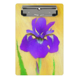Purple Bearded Iris Painting - Cute Original Dog A Mini Clipboard
