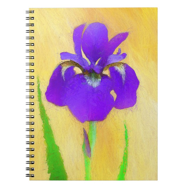 Purple Bearded Iris Painting - Cute Original Dog A Notebook (Front)