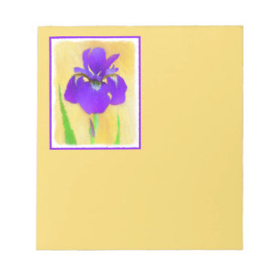 Purple Bearded Iris Painting - Cute Original Dog A Notepad