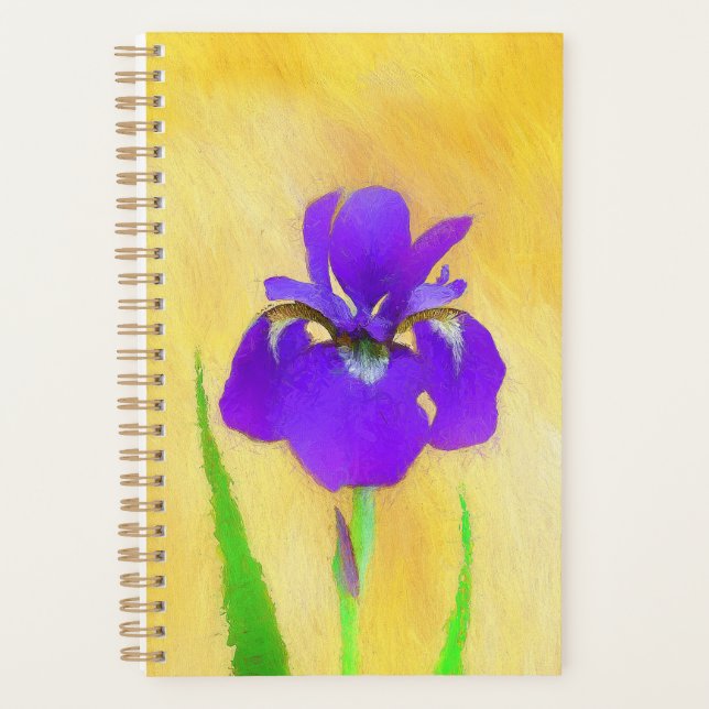Purple Bearded Iris Painting - Cute Original Dog A Planner (Front)