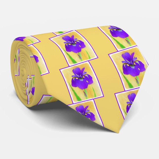 Purple Bearded Iris Painting - Cute Original Dog A Tie (Rolled)
