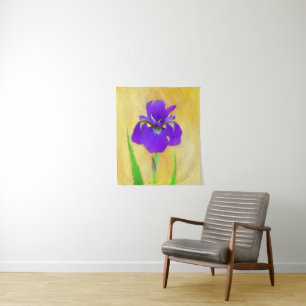 Purple Bearded Iris Painting - Original Flower Art Tapestry