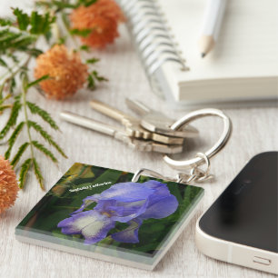 Purple Bearded Iris Photo Personalized Keychain