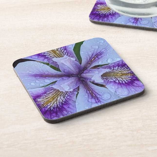  Purple Beardless Iris Floral Coaster (Left Side)