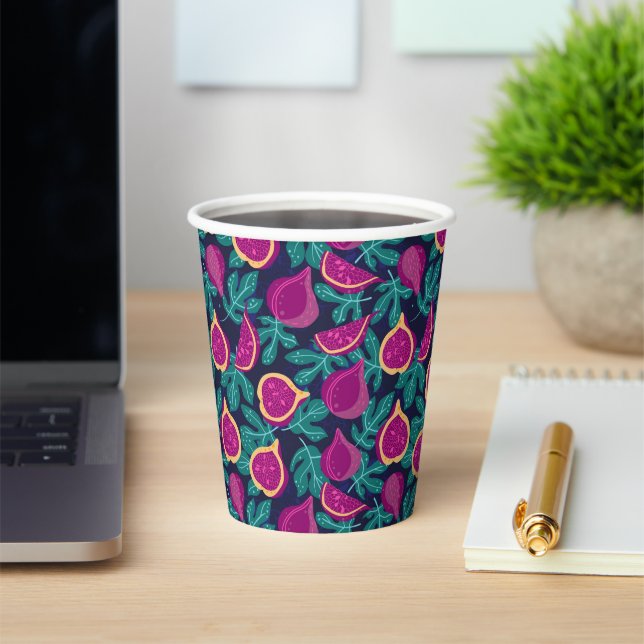 purple beautiful fig pattern blue paper cups (Insitu)