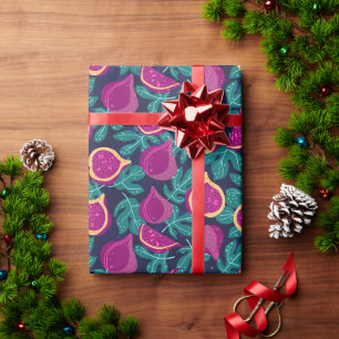 purple beautiful fig pattern blue wrapping paper