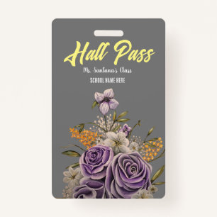 Purple Beauty Hall Pass Badge ID Badge