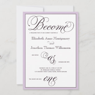 Purple Become as One Christian Wedding Invitation