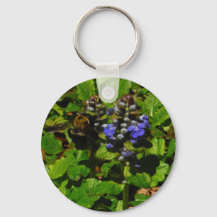 Purple Bee Balm and Bumble Bee Key Ring