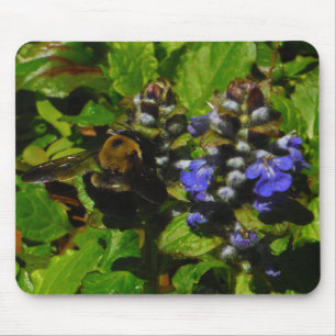Purple Bee Balm and Bumble Bee Mouse Pad