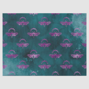 Purple Bees on Teal Decoupage Tissue Paper