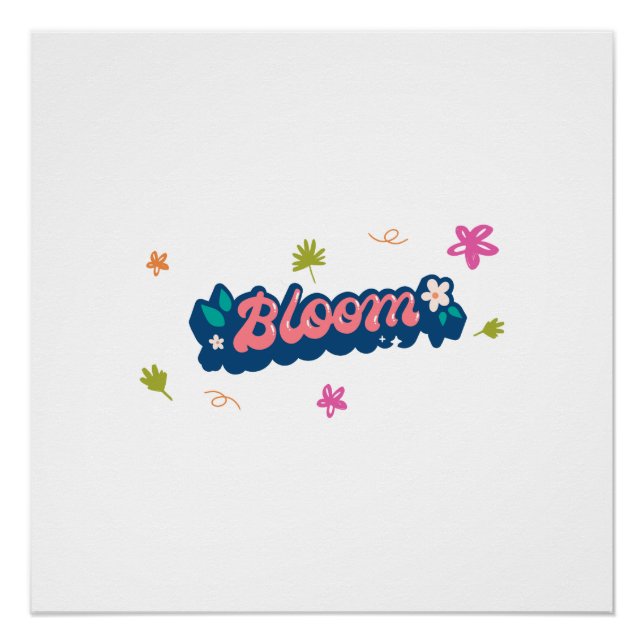 Purple Beige Bloom Cute Typography Glossy Poster (Front)