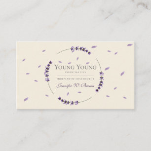 Purple beige Lavender Circle Frame Essential Oils Business Card