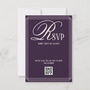 Purple Beige Luxury Wedding RSVP Card
