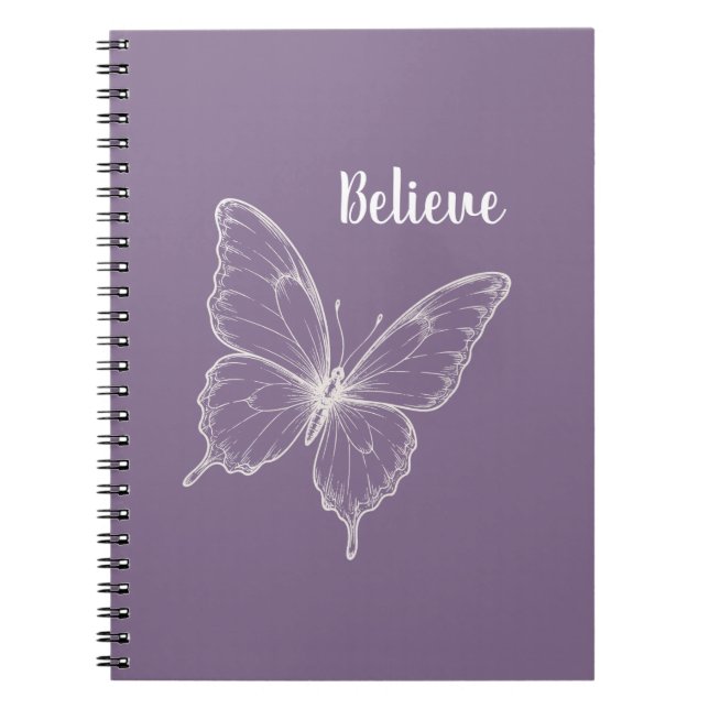 Purple Believe Butterfly Notebook (Front)