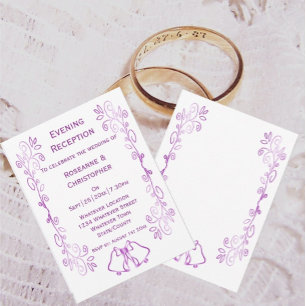Purple Bells Scrollwork Wedding Reception Invitation