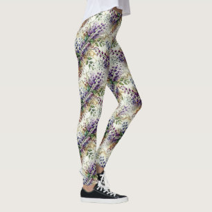 purple berries and vines  leggings