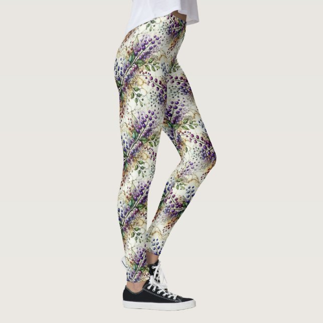 purple berries and vines  leggings (Right)