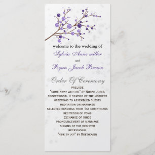 purple berries elegant winter Wedding program Programme