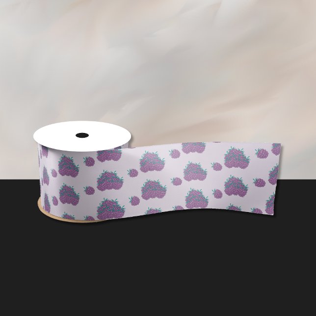 Purple Berries Lavender Ribbon Satin Ribbon (Pretty purple berries pattern ribbon .)