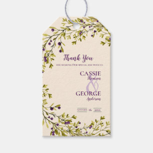 Purple Berry Greenery Wedding Thank You Favor Gift Tags