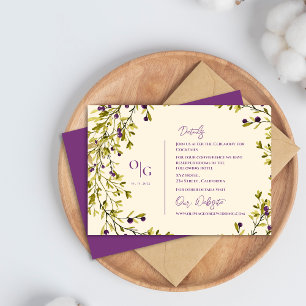 Purple Berry Rustic Greenery Wedding Details Enclosure Card
