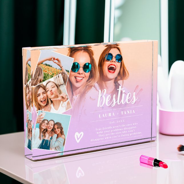 Purple best friends script 4 photos collage grid  (Purple best friends script 4 photos collage grid )