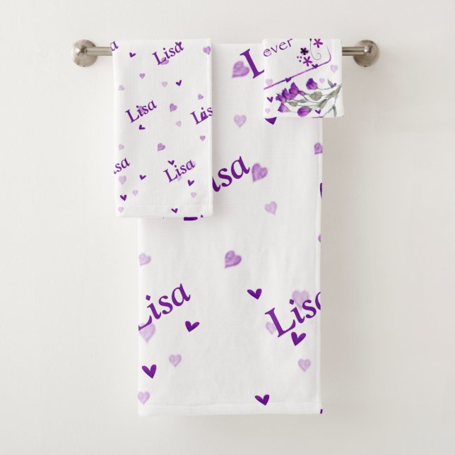 Purple Best Mum Ever - Bath Towel Set (Insitu)