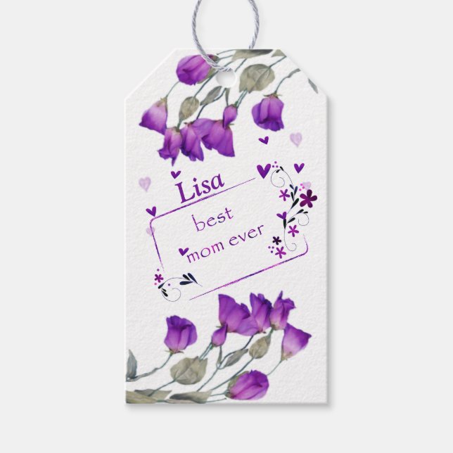 Purple Best Mum Ever Gift Tags (Front)