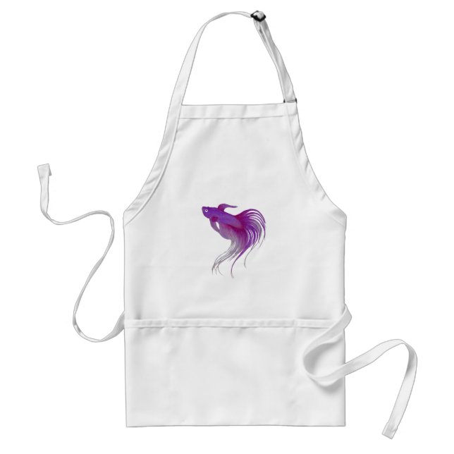 Purple Betta Fish Watercolor Standard Apron (Front)
