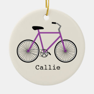 Purple Bicycle Personalised Ornament