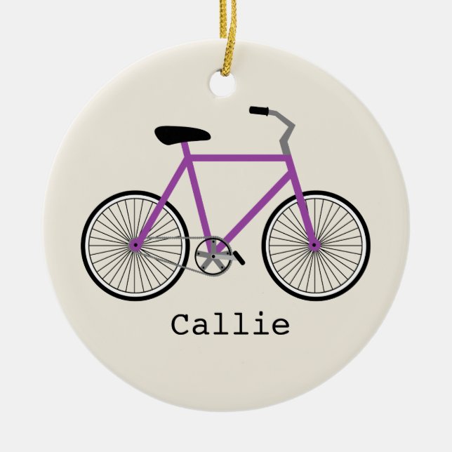 Purple Bicycle Personalised Ornament (Front)