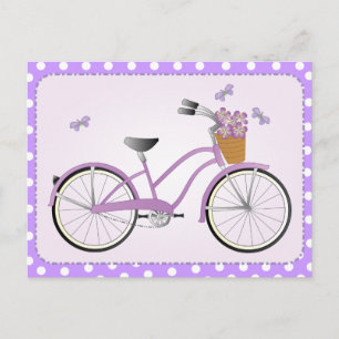 Purple Bicycle with Dots Postcard
