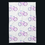 Purple bicycles bikes pattern kitchen towel<br><div class="desc">Decorate your kitchen with this cool purple bicycle dish towel. Makes a great housewarming or wedding gift! 
You can customise it and add text too.
Check my shop for lots more colours and patterns!</div>