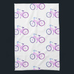 Purple bicycles bikes pattern kitchen towel<br><div class="desc">Decorate your kitchen with this cool purple bicycle dish towel. Makes a great housewarming or wedding gift! 
You can customise it and add text too.
Check my shop for lots more colours and patterns!</div>